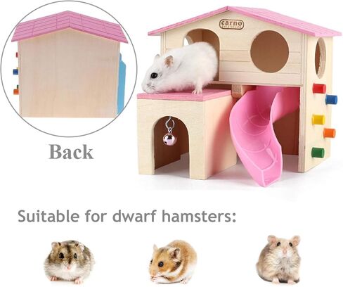 kathson Hamster House Pets Small Animal Hideout with Funny Climbing Ladder Slide Wooden Hut Play Toys Chews for Small Animals Like Dwarf Hamster and Mouse(Blue) in Kuwait