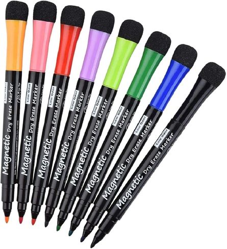 Magnetic Dry Erase Markers - Fine Tip, Assorted Colors, 8 Pack, Low Odor Whiteboard markers for kids, Work On White board & Calendar, Refrigeratorr in Kuwait