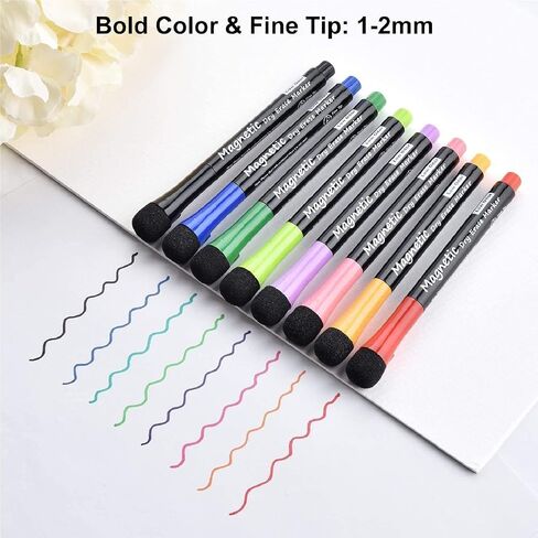 Magnetic Dry Erase Markers - Fine Tip, Assorted Colors, 8 Pack, Low Odor Whiteboard markers for kids, Work On White board & Calendar, Refrigeratorr in Kuwait