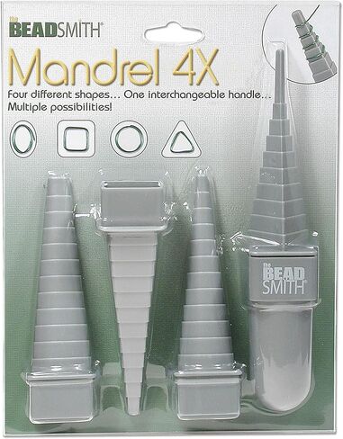 The Beadsmith Mandrel 4X، مجموعة لف الأسلاك، 4 أشكال مختلفة، بيضاوية، مربعة، مستديرة ومثلثة، بالإضافة إلى مقبض قابل للتبديل، أداة تشكيل وتشكيل المجوهرات المعدنية in Saudi Arabia