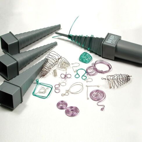 The Beadsmith Mandrel 4X، مجموعة لف الأسلاك، 4 أشكال مختلفة، بيضاوية، مربعة، مستديرة ومثلثة، بالإضافة إلى مقبض قابل للتبديل، أداة تشكيل وتشكيل المجوهرات المعدنية in Saudi Arabia