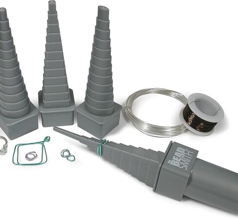 The Beadsmith Mandrel 4X، مجموعة لف الأسلاك، 4 أشكال مختلفة، بيضاوية، مربعة، مستديرة ومثلثة، بالإضافة إلى مقبض قابل للتبديل، أداة تشكيل وتشكيل المجوهرات المعدنية in Saudi Arabia