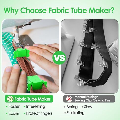 2 Set Fabric Tube Maker for Fabric Roll Rugs, Fabric Roll Tube Maker for Rugs, Bias Tape Maker Suitable for Fabric DIY, Woven Fabric Sewing, Making Fabric Roll Rugs Easier and Faster 676226 in Kuwait