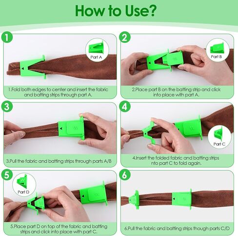 2 Set Fabric Tube Maker for Fabric Roll Rugs, Fabric Roll Tube Maker for Rugs, Bias Tape Maker Suitable for Fabric DIY, Woven Fabric Sewing, Making Fabric Roll Rugs Easier and Faster 676226 in Kuwait