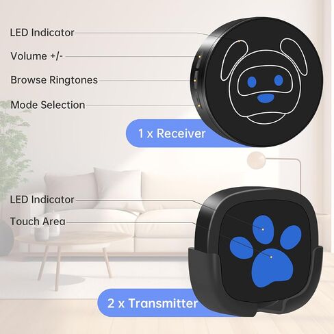 Dog Door Bell for Potty Training, Wireless Dog Doorbell Ring to Go Outside, IP65 Waterproof Touch Button, 50 Melodies & 1000 Feet Range in Saudi Arabia