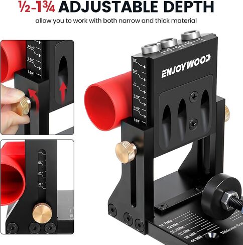 نظام رقصة ثقب الجيب مع دعم جانبي دليل حفر قابل للتعديل مع 2 لقمة ثقب لأعمال النجارة المصنوعة من الألومنيوم وتد XK4S PRO in Kuwait