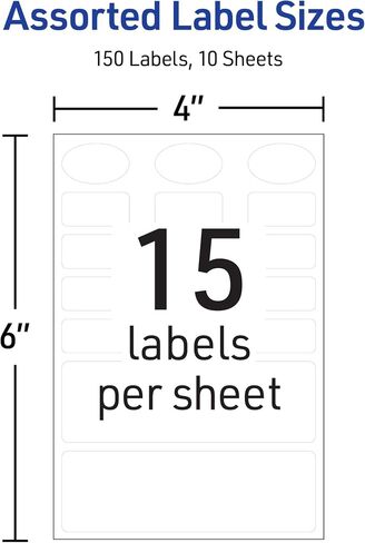 Avery No-Iron Fabric Labels, Assorted Shapes and Sizes, Washer and Dryer-Safe Waterproof Labels, Non-Printable, 45 Blank Labels Total (40700) in Saudi Arabia