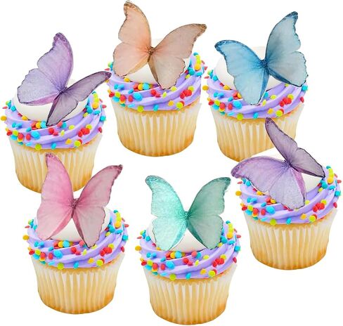 48Pcs Edible Butterflies for Cake Decorating Edible Butterfly Cupcake Toppers Wafer Paper Butterflies Edible Butterfly Cake Decorations for Wedding Birthday Party Cupcakes Decorating(Mix Color) in Saudi Arabia