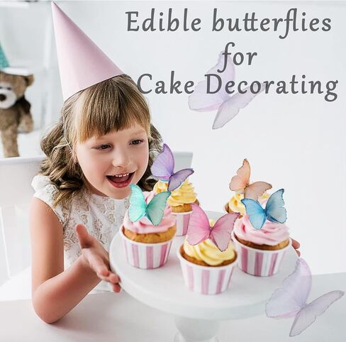 48Pcs Edible Butterflies for Cake Decorating Edible Butterfly Cupcake Toppers Wafer Paper Butterflies Edible Butterfly Cake Decorations for Wedding Birthday Party Cupcakes Decorating(Mix Color) in Saudi Arabia