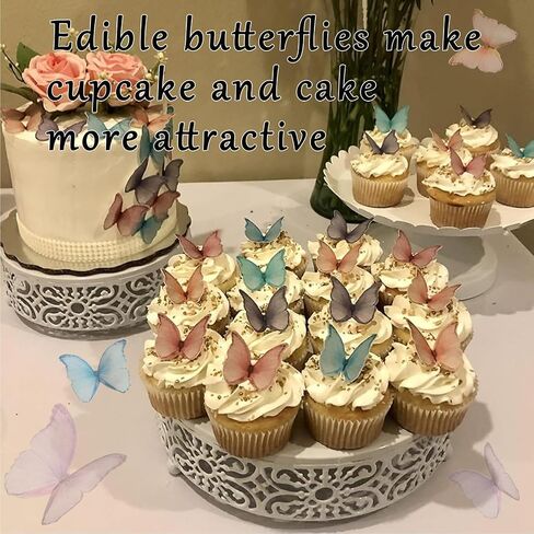 48Pcs Edible Butterflies for Cake Decorating Edible Butterfly Cupcake Toppers Wafer Paper Butterflies Edible Butterfly Cake Decorations for Wedding Birthday Party Cupcakes Decorating(Mix Color) in Saudi Arabia