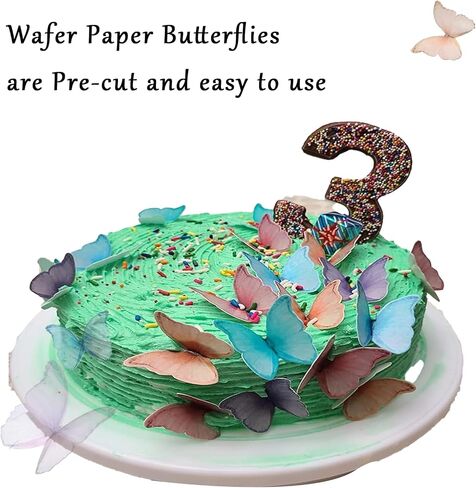48Pcs Edible Butterflies for Cake Decorating Edible Butterfly Cupcake Toppers Wafer Paper Butterflies Edible Butterfly Cake Decorations for Wedding Birthday Party Cupcakes Decorating(Mix Color) in Saudi Arabia