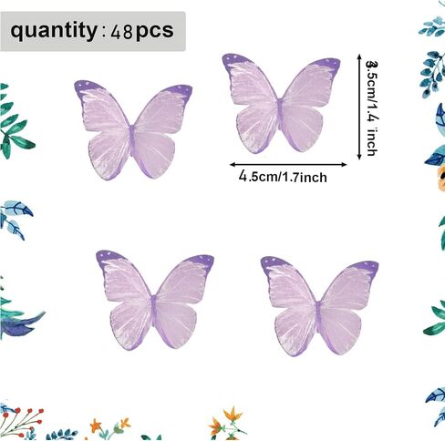 48Pcs Edible Butterflies for Cake Decorating Edible Butterfly Cupcake Toppers Wafer Paper Butterflies Edible Butterfly Cake Decorations for Wedding Birthday Party Cupcakes Decorating(Mix Color) in Saudi Arabia