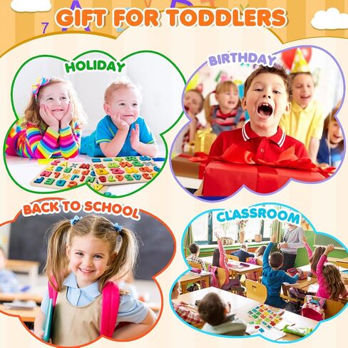 Attmu Wooden Puzzles for Toddlers, 2 Pcs Alphabet ABC Shape Number Puzzle in Saudi Arabia