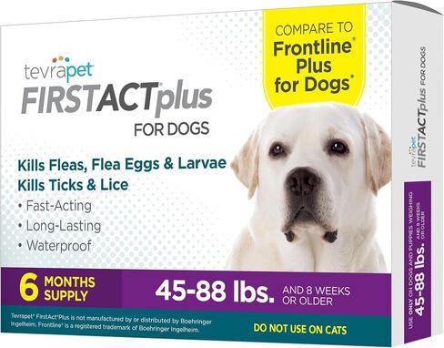 FirstAct Plus Flea Treatment for Dogs, Large Dogs 45-88 lbs, 6 Doses, Same Active Ingredients as Frontline Plus Flea and Tick Prevention for Dogs in Saudi Arabia