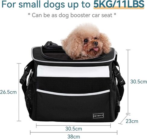 Petsfit Dog Bike Basket, Small Dog Car Seat with Front Pocket, Puppy Car Seat for Small Dogs and Pets (Black) in Kuwait