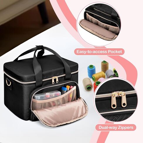 Sewing Storage Organizer with 2 Detachable Cases, Large Sewing Supplies Bag for Sewing Accessories and Tools, Pink(Bag Only) in Saudi Arabia