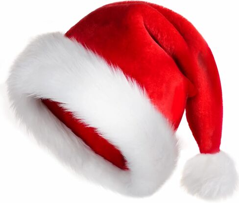 JUANANIUG Christmas Hat Santa Hat Adult: Xmas Holiday Hat for Women and Men - Extra Thicken Classic Fur for Christmas New Year Festive Holiday Party Supplies in Saudi Arabia