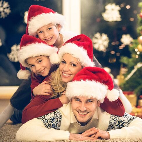 JUANANIUG Christmas Hat Santa Hat Adult: Xmas Holiday Hat for Women and Men - Extra Thicken Classic Fur for Christmas New Year Festive Holiday Party Supplies in Saudi Arabia