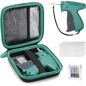 Clothing Tag Gun Kit with Fine Needle Stitch Tag Gun Storage Case 6 Micro Needles 1008 White Micro Fasteners Mini Stitch Tag Gun Attachment for Home Shops Warehouse (Green Tagging Gun)