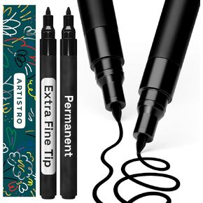 ARTISTRO 2 White Permanent Marker - Waterproof Markers for Fabric, Rocks, Glass, Wood, Paper - Oil Based Paint Pens - Extra-Fine Tip 0.7mm