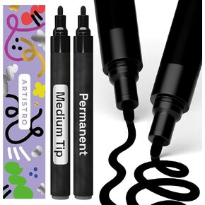 ARTISTRO 2 White Permanent Marker - Waterproof Markers for Fabric, Rocks, Glass, Wood, Paper - Oil Based Paint Pens - Extra-Fine Tip 0.7mm