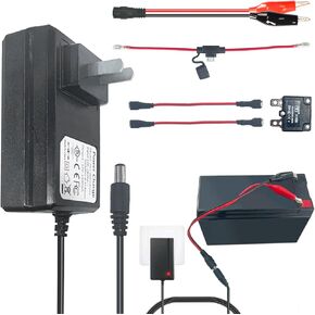 12V Battery Charger for Kids Ride On Toy Cars, Universal 12 Volt Power Wheels Battery Charger, Suitable for Best Choice Jeep Tractor Motorcycle ATV Accessories, Free Alligator Clip, 2 Fuses