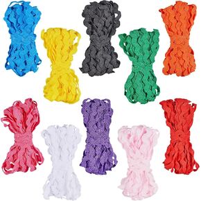 GORGECRAFT 10 Colors 54.6Yds/50M RIC Rac Trim Ribbon Wave Bending Fringe Trim 3/16 inch~3/8 inch(5~8.5mm) Wide Braids Cords Embellishments for Sewing Flower Making Wedding Lace Craft