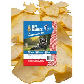 American Made Treat Company 0515 American Beefhide Chews, Rawhide Chicken Basted Chips for Dogs, a Good Source for Protein and Assists in Dental Health, 1 Pound Pack