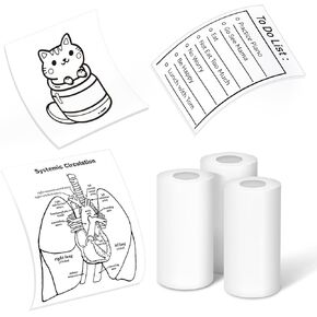 3 Rolls Mini Sticker Printer Thermal Paper-10-Year 57mm x 3.5m for Journal Photo Texts Study Notes, Compatible with Anycash Pocket Printer for Journal, Study, Photos, Note, White
