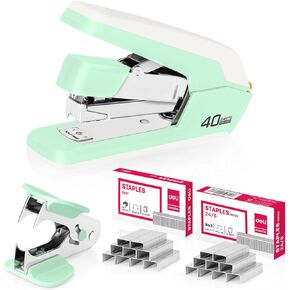 Deli Effortless Desktop Stapler, Heavy Duty Stapler, 40-50 Sheet Capacity, One Finger, No Effort, Includes 1500 Staples & Staple Remover, Violet