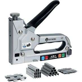 Upholstery Staple Gun Heavy Duty, DEWBIN 4 in 1 Stapler Gun with 2000 Staples, Manual Brad Nailer Power Adjustment Furniture Stapler Gun for Wood, Carpentry, Decoration DIY Staple Gun