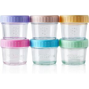 WILLDAN 24-Pack Glass Baby Food Storage Containers - 4 oz Baby Food Storage Jars with Lids, Baby Food Maker, Microwave, Dishwasher & Freezer Safe