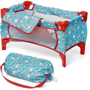 fash n kolor Doll Pack N Play Crib Polka Dot Design Fits up to 18" Dolls (Pink Polkadot)