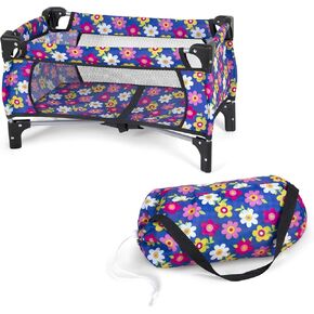 Fash n kolor Doll Pack N Play Crib تصميم منقط يناسب الدمى حتى 18 بوصة (منقط وردي) in Kuwait