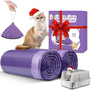 40 Count Cat Litter Box Liners Bags Large, Jumbo Drawstring Extra Thick Pet Cat Pan Liners, Extra Durable Kitty Litter Box Waste Bags - 36" x 18"
