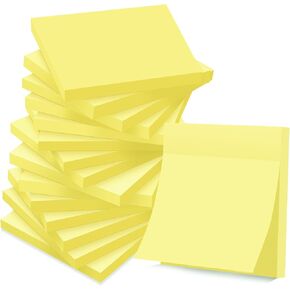 (16 Pack) Sticky Notes 3x3 in Canary Yellow, Clean Removal, Recyclable, Self-Stick Pads, Easy to Post for Home, Office, Notebook