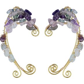 FRESHME Fairy Elf Ear Cuffs - Gold Plum Blossom Elven Metal Earrings Cuffs