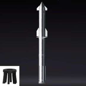 SpaceX Starship Rocket Set - NASA Model - Falcon 9 Booster Launcher Static Model - Desktop Ornament Collectible Gift for Space Lover (Starship + Launch Stand (Electroplating))