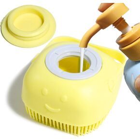 Dog Bath Brush, Pet Massage Brush Shampoo Dispenser, Soft Silicone Brush Rubber Bristle for Dogs and Cats Shower Grooming