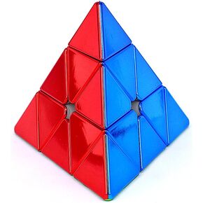 LiangCuber Metallic Mirror Reflective Pyramid Speed Cube 3x3,Stickerless pyraminx Cube Shiny Metallic Color (Magnetic Version)