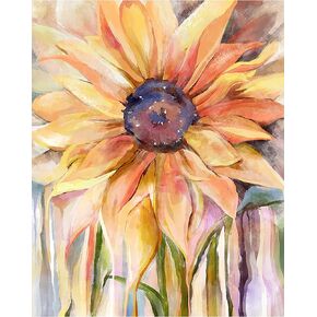 Slody Paint by Number for Adults Canvas Rose Flowers Artwork DIY Acrylic Painting by Numbers Kits on Rolled Canvas Floral Drawing Rainbow Paintwork Crafts Without Frame, 16x20 inch