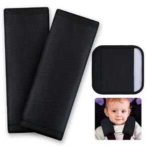 Seat Belt Cover Pad for Baby, Soft Seatbelt Cushion Covers for Kids 2Pcs Car Seat Strap Shoulder Pads for All Car Seats, Stroller, High Chair, Black Dinosaur