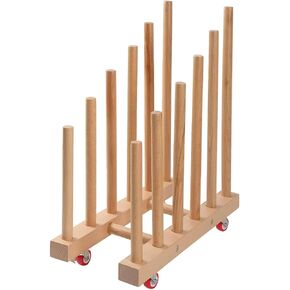 Artwork Storage Rack with Brake Caster Wheels,Art Drying Rack, Canvas Storage Rack,Wood Storage Stand for Drawing Board, Prints, Perfect for Studios,Galleries, Museums, Art Venues (12in)