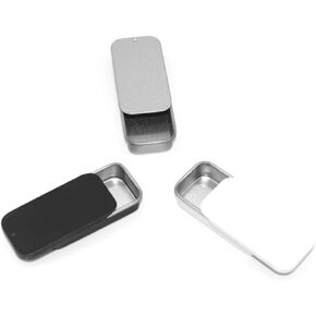 HLLMX3 PCS Mini Metal Tin Box Containers Metal Slide Top Tin Containers Rectangular Empty Hinged Tins Box Containers 3.15 by 1.34 by 0.4 Inch for Candies Jewelry Crafts Pills Survival Kit