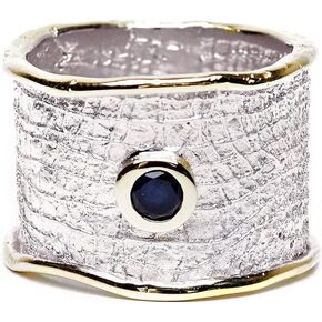 german kabirski Red Garnet & Blue Sapphire Ring | Handmade 925 Sterling Silver, Gold & White Rhodium Plated | Statement Jewelry for Women | Birthstone Ring, Unique Design