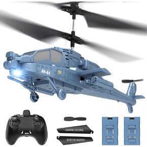طائرة هليكوبتر RC، طائرة هليكوبتر تعمل بالتحكم عن بعد (AH-64) للأطفال، طائرة RC بتردد 2.4 جيجا هرتز، وقت طيران يزيد عن 40 دقيقة، أضواء LED وثبات الارتفاع، لعبة أطفال للأعمار من 8 إلى 12 عامًا، طائرة RC للأطفال