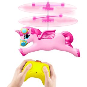 Flying Unicorn Toys| Remote Control Helicopter Girls Toys Age 6-8-10, Toys for Girls 8-10 Birthday Xmas, Rc Drone Helicopter Unicorn Toys- Easy to Fly Forward and Turn Left/Right