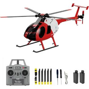 طائرة هليكوبتر للتحكم عن بعد، طراز C189 MD500 RC، طائرة هليكوبتر أحادية الدوار بمقياس 1/28 4CH مع جيرو 6 محاور ومحرك بدون فرش، طائرة RC بتردد 2.4 جيجا هرتز للبالغين، بطاريتان (أسود)