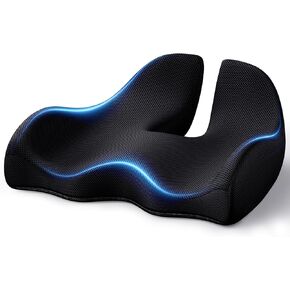 Benazcap X Large Memory Seat Cushion for Office Chair Ergonomic Cushions Pad Pillow for Pressure Relief Sciatica & Pain Relief Memory Foam for Long Sitting for Gaming Chair and Car Seat Black