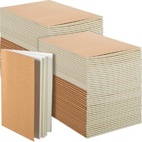 100 Pcs Kraft Notebook Journals 5.5 Inch x 8.3 Inch A5 Softcover Notebooks Bulk for Writing Sketch Office Notepad with 60 Pages 30 Sheets (Multicolor,Lined)(Brown,Lined)